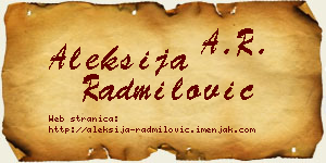 Aleksija Radmilović vizit kartica